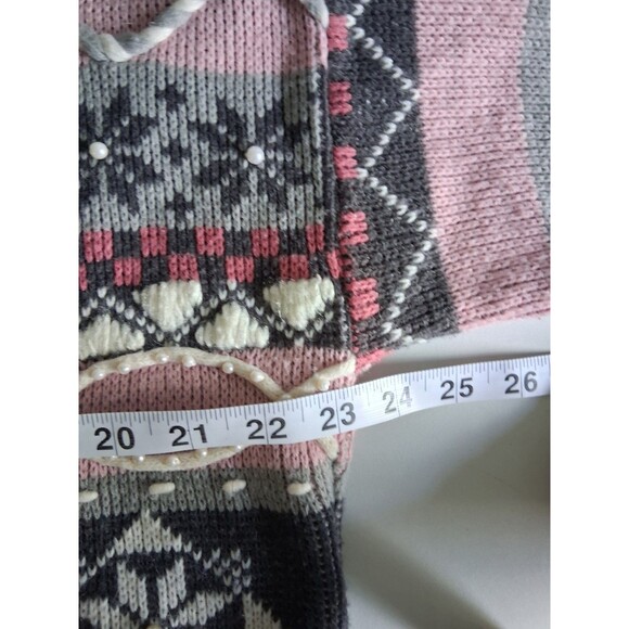 Vintage Maggie Lawrence Roll Neck Sweater Womens Large Snowflake Embroidery Pink - Picture 7 of 8